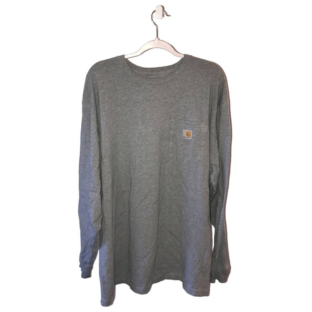Carhartt Men's Grey Long Sleeve Chest Pocket Tee Shirt - Picture 4 of 9